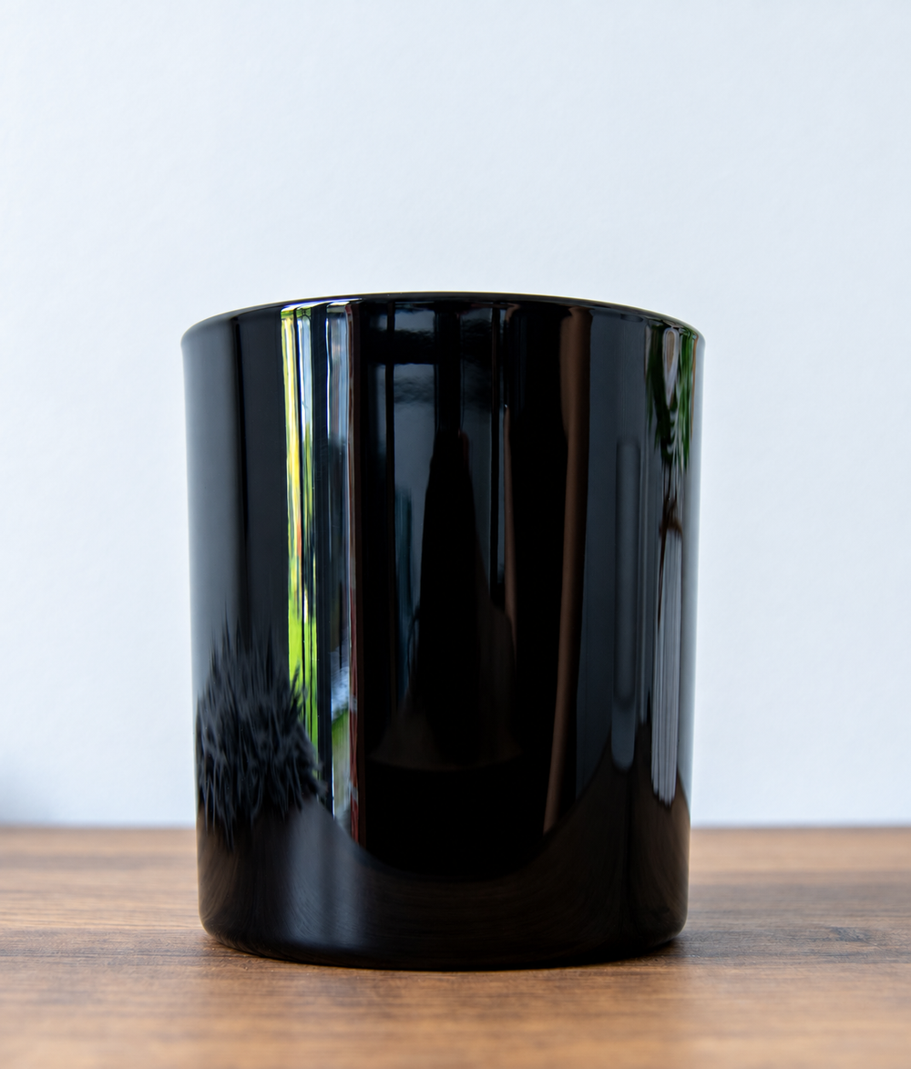 30cl white label candle jar in Gloss Black