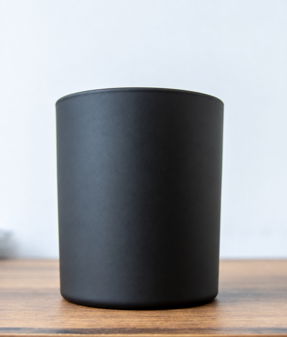30cl white label candle jar in Matte Black